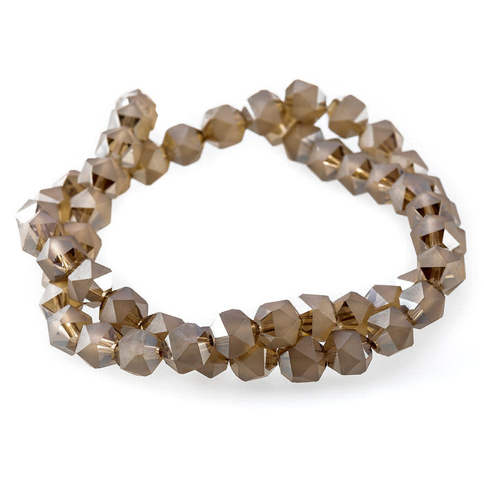 8mm Matte Silver Star Cut Glass Beads