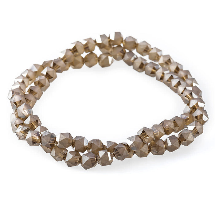 6mm Matte Silver Star Cut Glass Beads