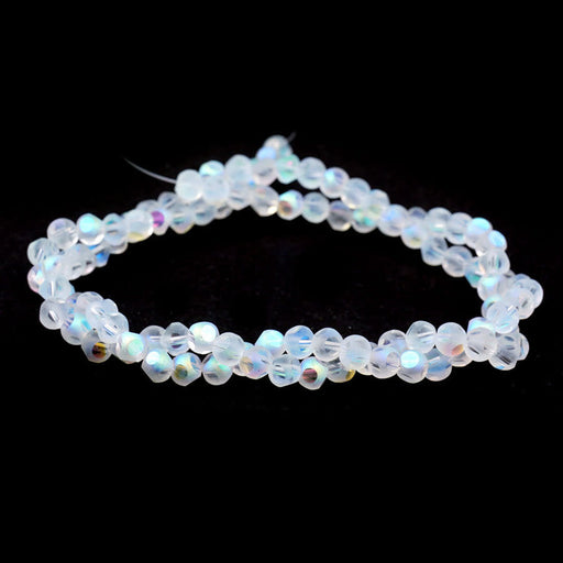 4mm Clear AB Matte Round 6 Dot Glass Beads