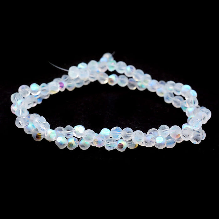 4mm Clear AB Matte Round 6 Dot Glass Beads