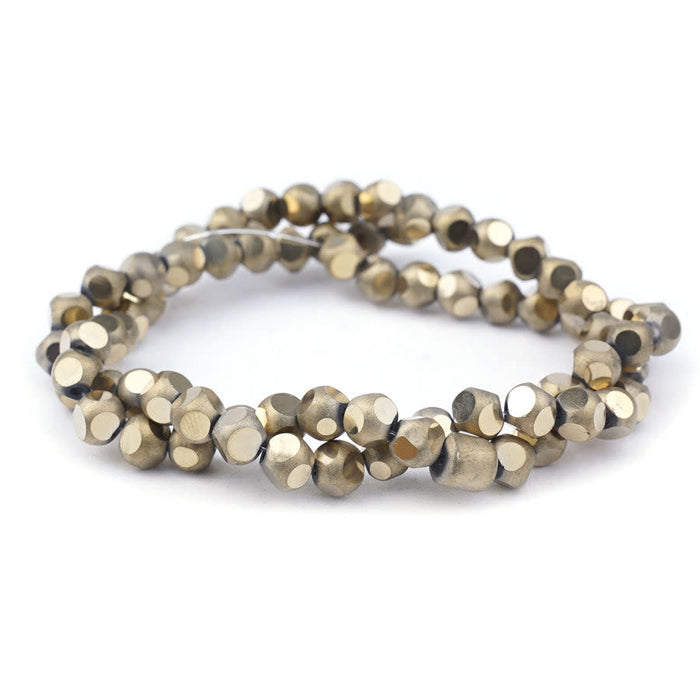 6mm Metallic Gold Matte Round 6 Dot Glass Beads