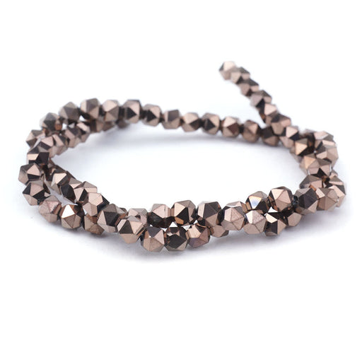 6mm Metallic Copper Star Cut Glass Beads