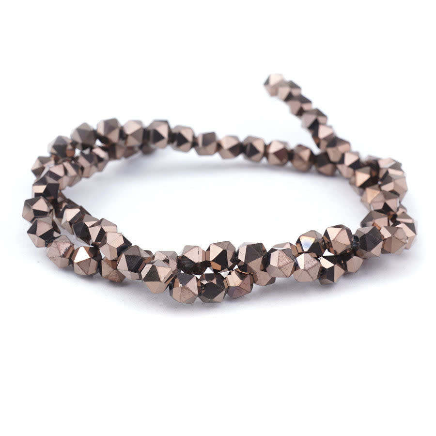 6mm Metallic Copper Star Cut Glass Beads