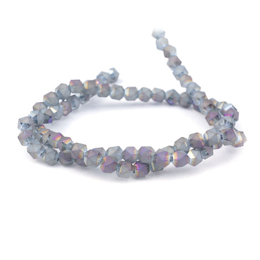 6mm Rainbow Silver Matte Star Cut Glass Beads