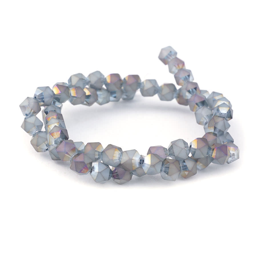 8mm Rainbow Silver Matte Star Cut Glass Beads