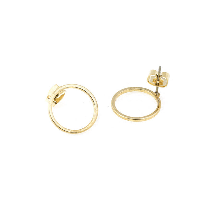 15mm Gold Hoop Post Earrings (1 Pair)