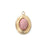 12x8mm Oval Charm/Pendant with Gemstone from the Global Collection - 14k Gold Plated with Rhodonite