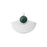 20x24mm Fan Charm/Pendant with Gemstone from the Deco Collection - Rhodium Plated with African Jade