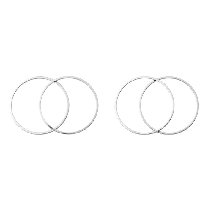 30mm Small Circle Beadable Frame Connector in Rhodium Plated Brass from the Geo Collection (4 Pieces)