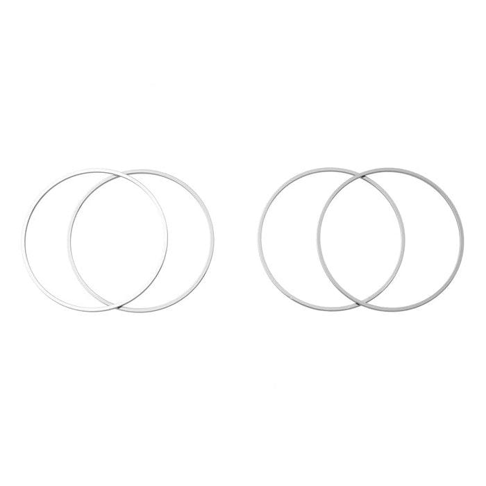 40mm Large Circle Beadable Frame Connector in Rhodium Plated Brass from the Geo Collection (4 Pieces)