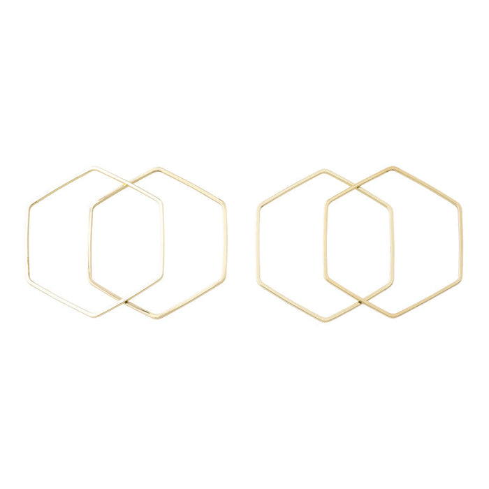 30mm Medium Hexagon Beadable Frame Connector in Gold Plated Brass from the Geo Collection (4 Pieces)