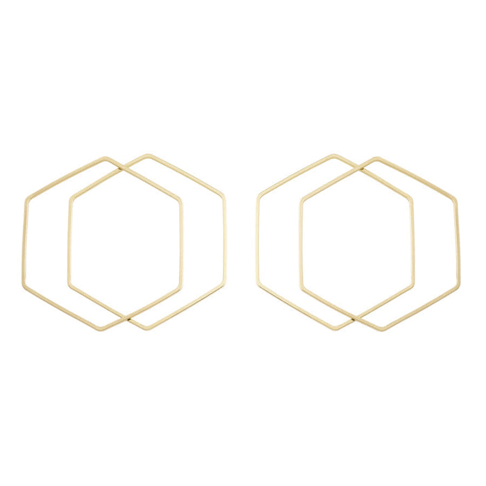 40mm Large Hexagon Beadable Frame Connector in Gold Plated Brass from the Geo Collection (4 Pieces)