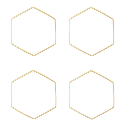 40mm Large Hexagon Beadable Frame Connector in Gold Plated Brass from the Geo Collection (4 Pieces)