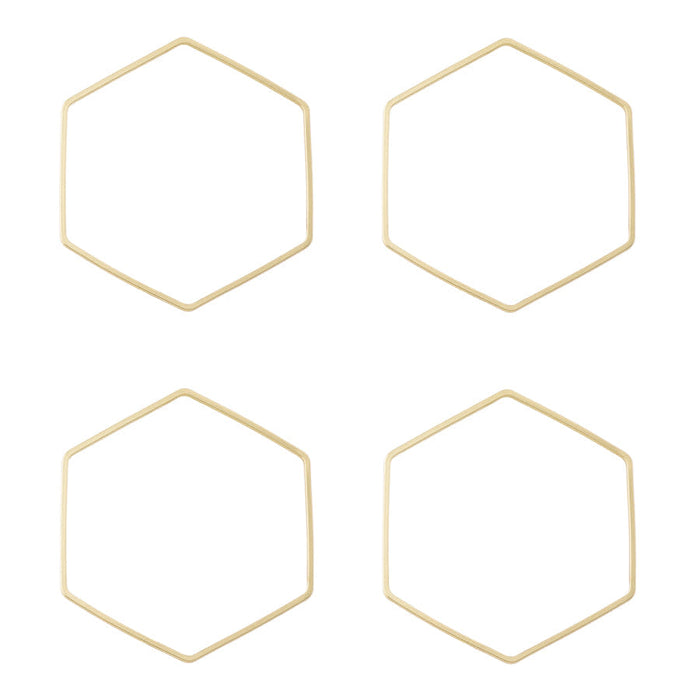 40mm Large Hexagon Beadable Frame Connector in Gold Plated Brass from the Geo Collection (4 Pieces)