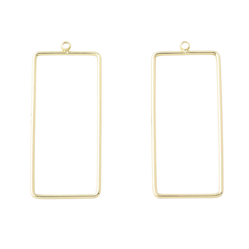 46x20mm Rectangle Pendant/Beadable Frame Component in Gold Plated Brass from the Geo Collection (1 Pair)