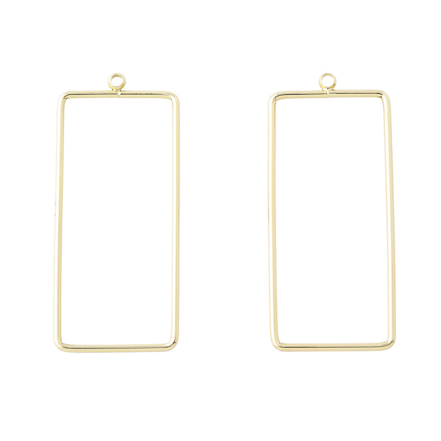 46x20mm Rectangle Pendant/Beadable Frame Component in Gold Plated Brass from the Geo Collection (1 Pair)