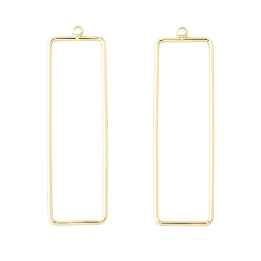 52x15mm Elongated Rectangle Pendant/Beadable Frame Component in Gold Plated Brass from the Geo Collection (1 Pair)