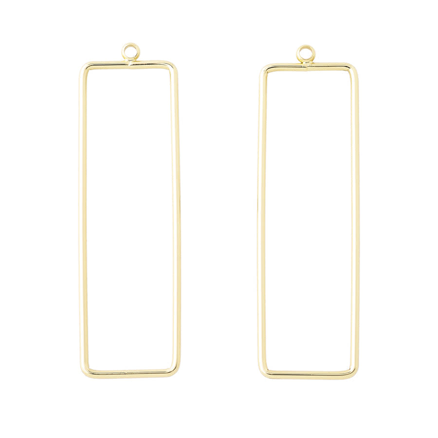 52x15mm Elongated Rectangle Pendant/Beadable Frame Component in Gold Plated Brass from the Geo Collection (1 Pair)