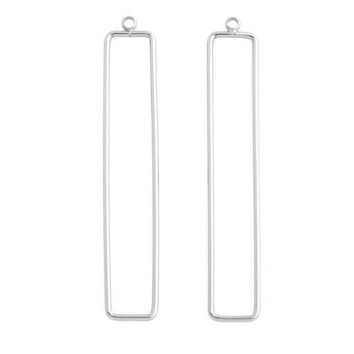 60x10mm Elongated Rectangle Pendant/Beadable Frame Component in Rhodium Plated Brass from the Geo Collection (1 Pair)