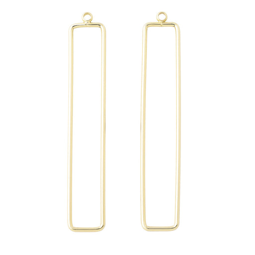 60x10mm Elongated Rectangle Pendant/Beadable Frame Component in Gold Plated Brass from the Geo Collection (1 Pair)