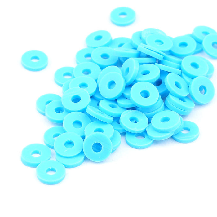 6mm Vinyl/Vulcanite Heishi Beads - Blue