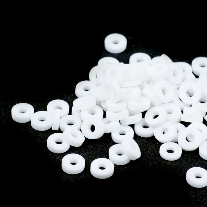 4mm Vinyl/Vulcanite Heishi Beads - White