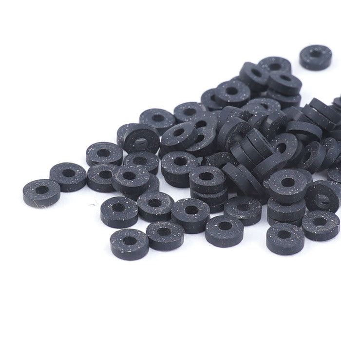 4mm Vinyl/Vulcanite Heishi Beads - Black
