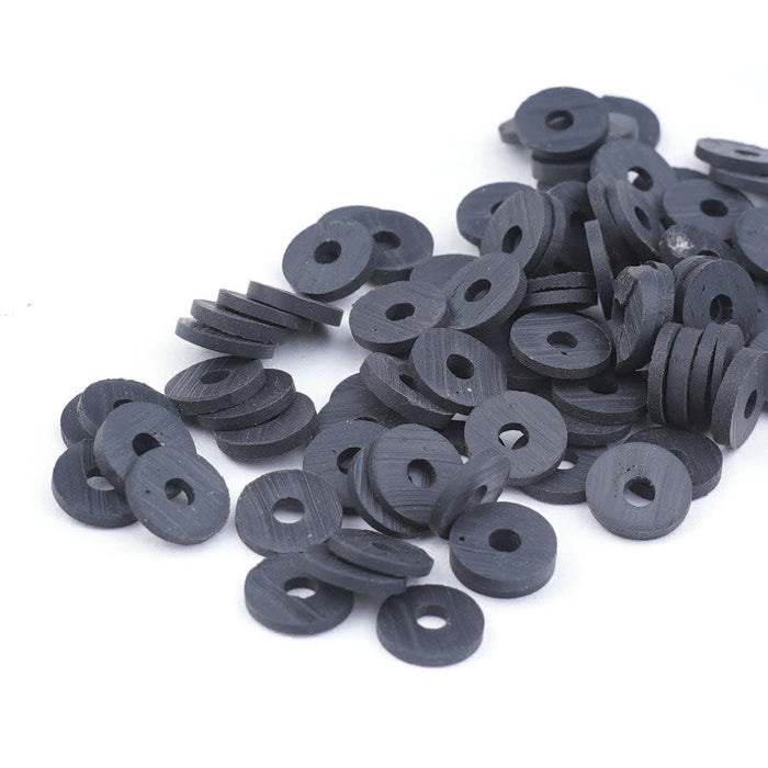 8mm Vinyl/Vulcanite Heishi Beads - Black