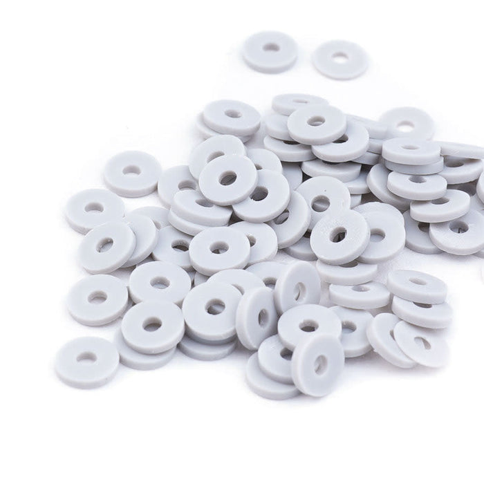 6mm Vinyl/Vulcanite Heishi Beads - Grey