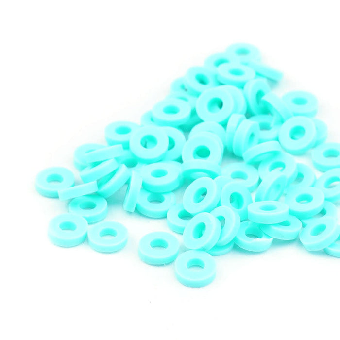 4mm Vinyl/Vulcanite Heishi Beads - Light Teal