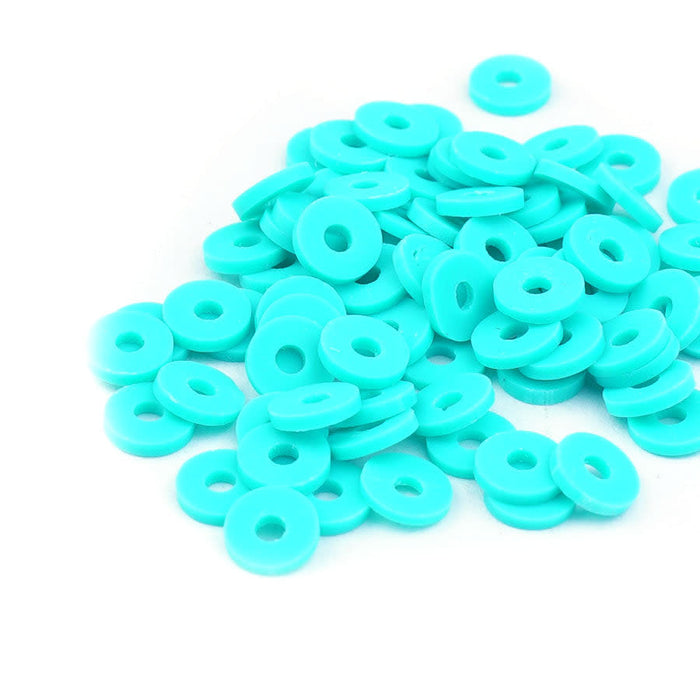 6mm Vinyl/Vulcanite Heishi Beads - Teal
