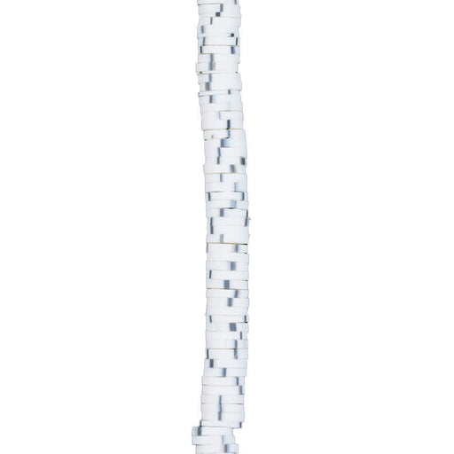 6mm Vinyl/Vulcanite Heishi Beads - White with Black