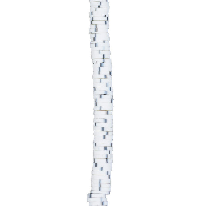 6mm Vinyl/Vulcanite Heishi Beads - White with Black