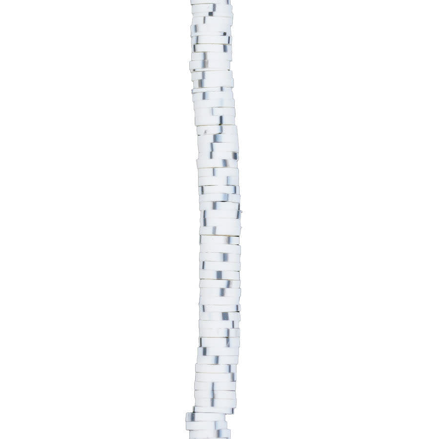 6mm Vinyl/Vulcanite Heishi Beads - White with Black