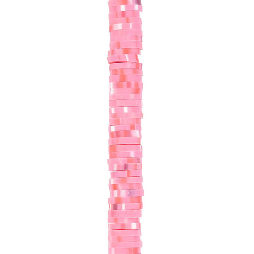 6mm Vinyl/Vulcanite Heishi Beads - Hot Pink with Confetti Colors