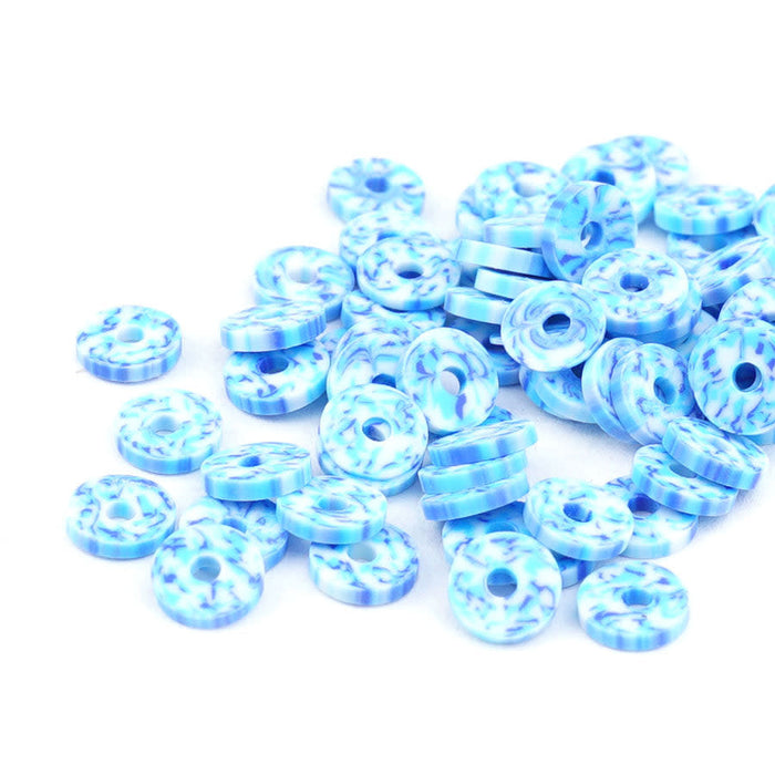 6mm Vinyl/Vulcanite Heishi Beads - Periwinkle and Light Blue