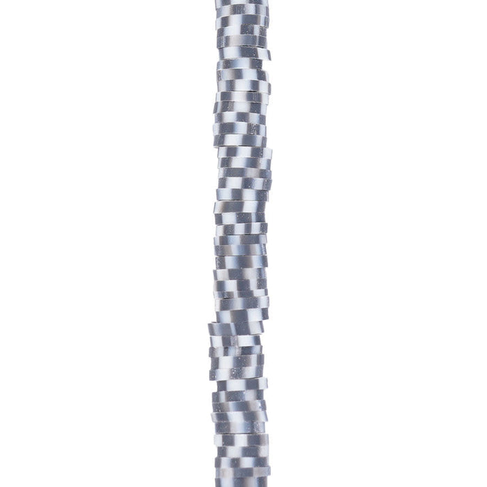 6mm Vinyl/Vulcanite Heishi Beads - Black with Grey