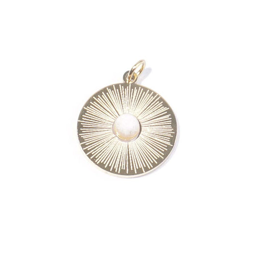 18mm Gold Plated Star Burst Charm with Moonstone