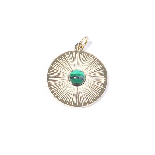 18mm Gold Plated Star Burst Charm with Malachite