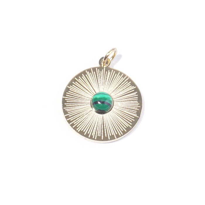 18mm Gold Plated Star Burst Charm with Malachite