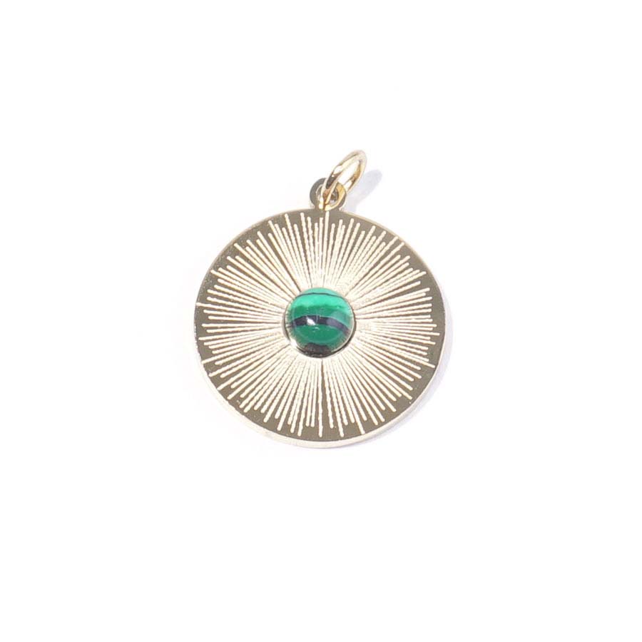 18mm Gold Plated Star Burst Charm with Malachite