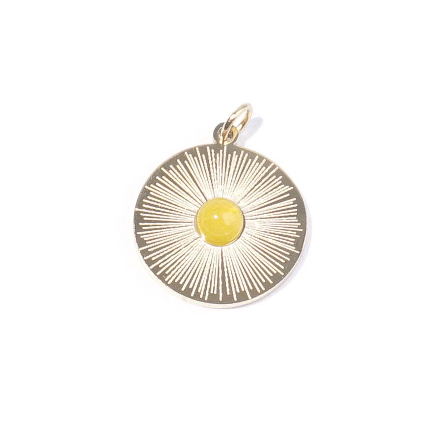 18mm Gold Plated Star Burst Charm with Yellow Jade
