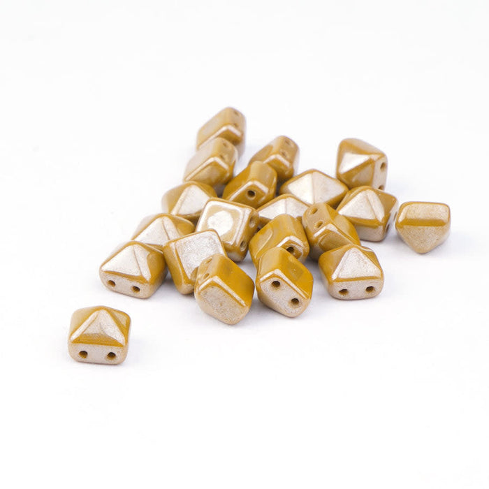 8mm Two Hole Stud Carmel with Luster Finish Czech Glass Beads