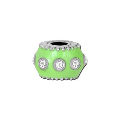 Petite Lime Enamel with Clear Crystals Bead - Interchangeable (2 Pieces)