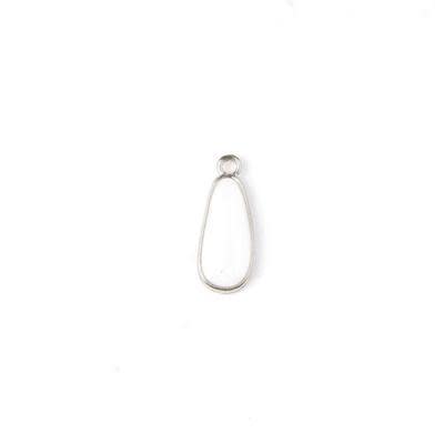 15mm White Enamel Silver Plated Drop Charm