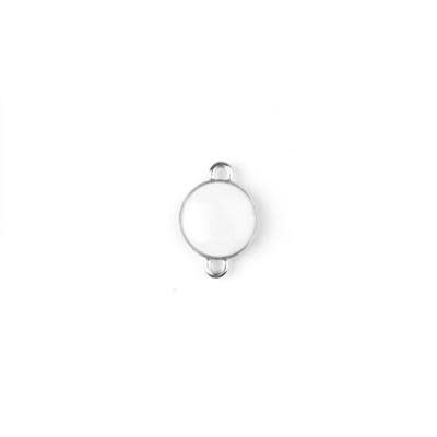 12mm White Enamel Silver Plated Round Connector Charm
