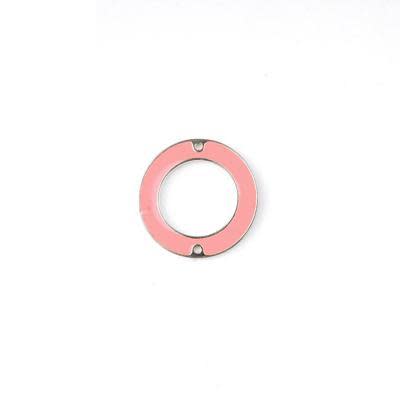 27mm Coral Enamel Silver Plated Ring Connector Pendant
