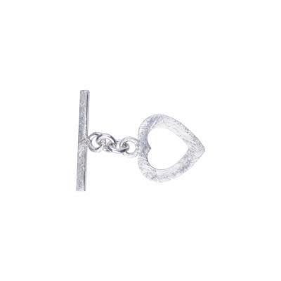 20mm Brushed Silver Plated Bali Style Thick Heart Toggle Clasp - 5 Pack