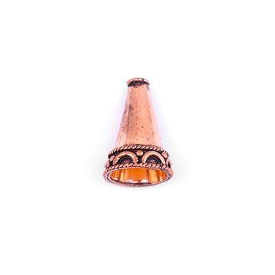 22mm Antique Copper Bali Style Ornate Trim Cone (3 Pieces)