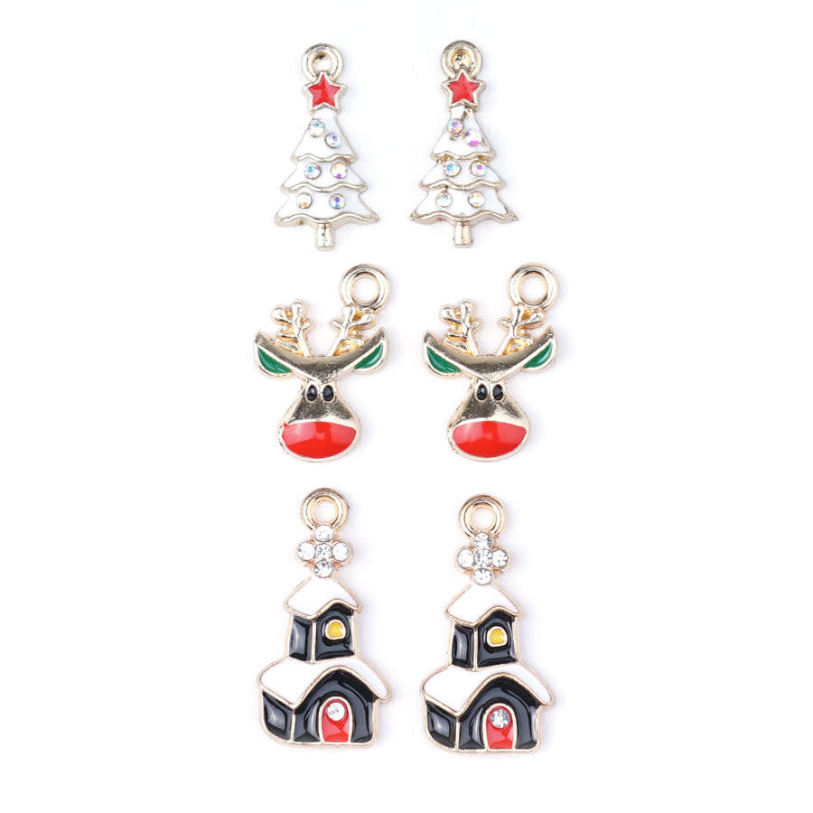 Merry and Bright Enamel Gold Plated Charm Set